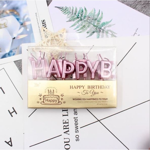 Nến Nhũ Happy - HỒNG (vỉ)