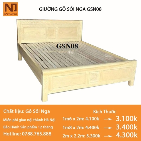 Giường ngủ gỗ sồi GSN08