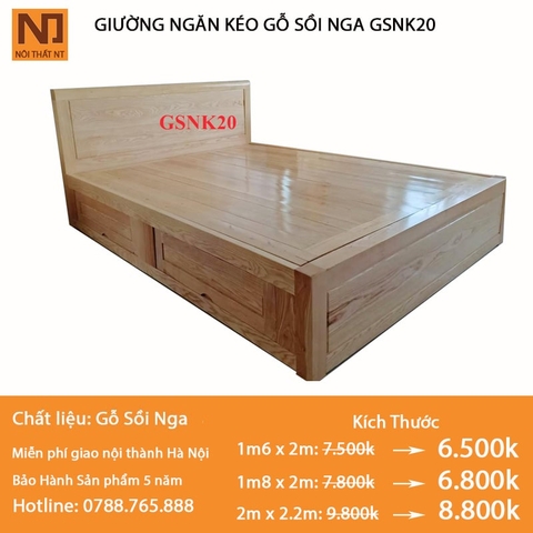 Giường ngủ gỗ sồi GSNK20