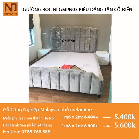 Giường bọc nỉ GMPN03