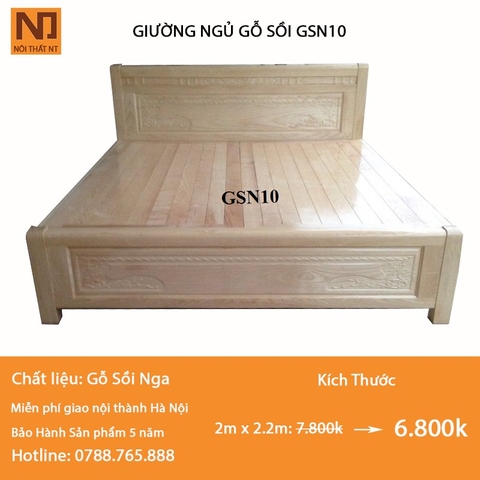 Giường ngủ gỗ sồi GSN10