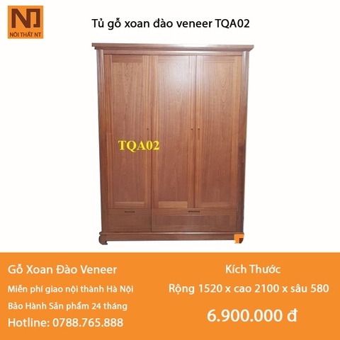 Tủ gỗ xoan đào Veneer TQA02