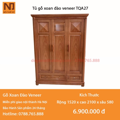 Tủ gỗ xoan đào Veneer TQA27