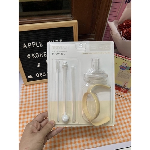 Bộ chuyển đổi từ bình sữa sang bình tập uống nước có ống hút và tay cầm Moyuum Hàn Quốc