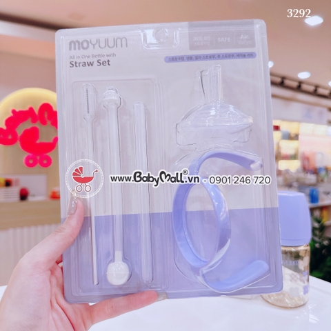 Bộ chuyển đổi từ bình sữa sang bình tập uống nước có ống hút và tay cầm Moyuum Hàn Quốc