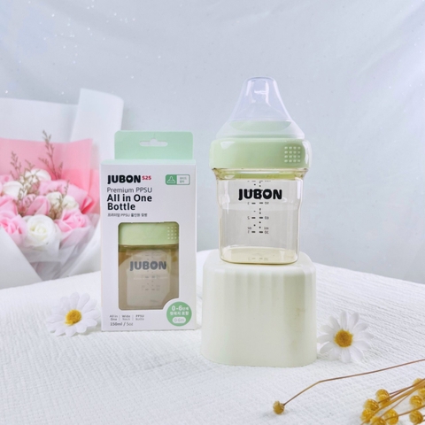 Bình sữa Jubon cổ vuông 150ml/240ml núm ti siêu mềm - Chính hãng