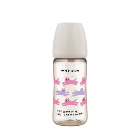 Bình sữa Moyuum Hàn Quốc Mèo tím và ghi 170ml/270ml (With Cat) - Chính hãng