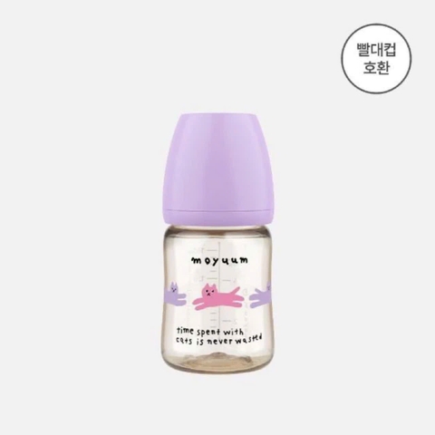 Bình sữa Moyuum Hàn Quốc Mèo tím và ghi 170ml/270ml (With Cat) - Chính hãng
