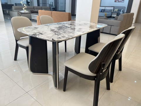 Bộ bàn ăn mặt đá 6 ghế met6 682 - Nội thất Gia Phú Tam Kỳ