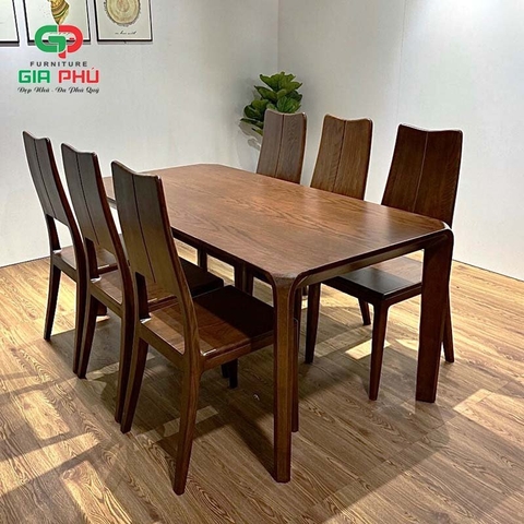 Bộ Bàn Ăn Chân Hươu 6 Ghế Gỗ Tần Bì - BBG37