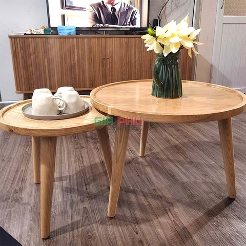 Cặp bàn trà đôi tròn gỗ sồi Simple - BT10
