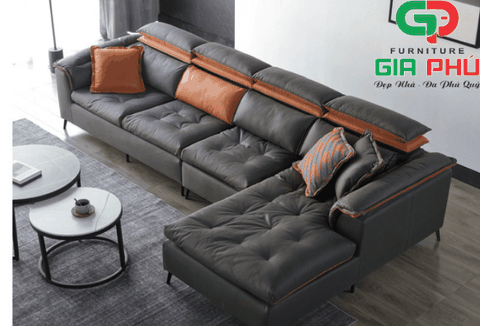 Ghế sofa phòng khách - Ghế sofa góc chữ L nhập khẩu 2065 - Nệm cao su non bọc vải giả da lộn