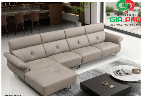 Ghế sofa phòng khách - Ghế sofa góc chữ L nhập khẩu 6601 - Nệm mút cao cấp bọc da bò thật