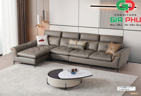 Ghế sofa phòng khách - Ghế sofa góc chữ L nhập khẩu 8905 - Nệm cao su non bọc vải giả da lộn