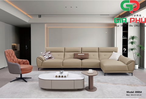 Ghế sofa phòng khách - Ghế sofa góc chữ L nhập khẩu 8995 - Nệm mút cao cấp bọc da sinh thái