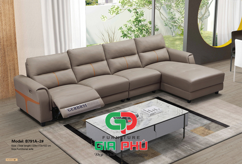 Ghế sofa phòng khách - Ghế sofa góc chữ L nhập khẩu B791A-2 Sofa da bò thật - Sofa thư giản chỉnh điện