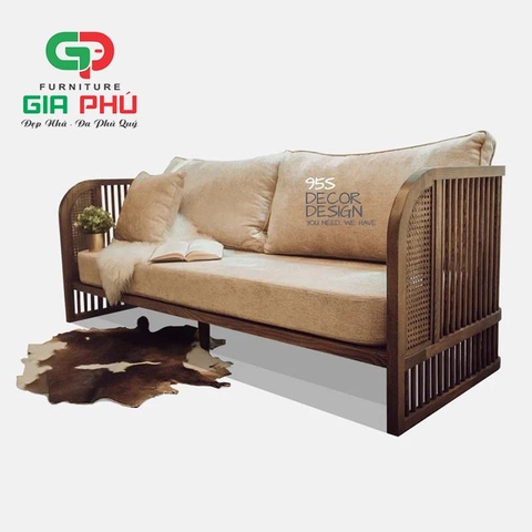 Sofa Rustic nan gỗ tay mây INDOCHINE - S4