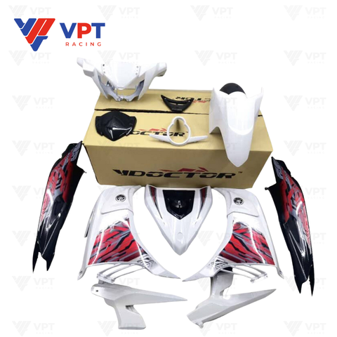 Dàn áo (Bộ ốp) EX135-2017 / LC135-V7 Racing - 005 màu trắng đen - Doctor