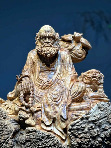 Tượng Ngài Đạt ma ngồi thiền tịnh gỗ nu ngọc am
