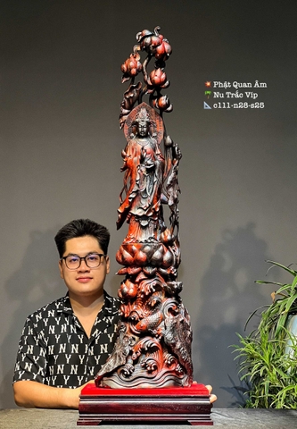 Tượng Bồ tát quan âm Gỗ Vương Trắc Đỏ Đen đẹp
