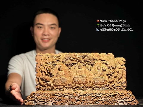 Tượng Tam Thánh Gỗ Sưa cũ Quảng Bình Đẹp