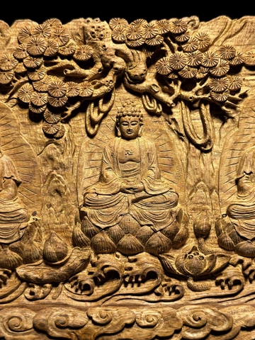 Tượng Tam Thánh Gỗ Sưa cũ Quảng Bình Đẹp