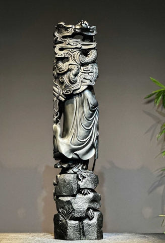 Tượng Ngài Đạt Ma Hàng Long Phục Lân gỗ Mun Sừng Đẹp