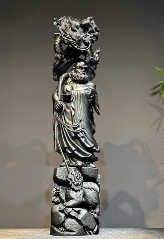 Tượng Ngài Đạt Ma Hàng Long Phục Lân gỗ Mun Sừng Đẹp