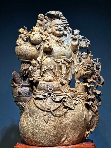 Tượng Ngài Di Lạc gỗ Nu ngọc am thơm