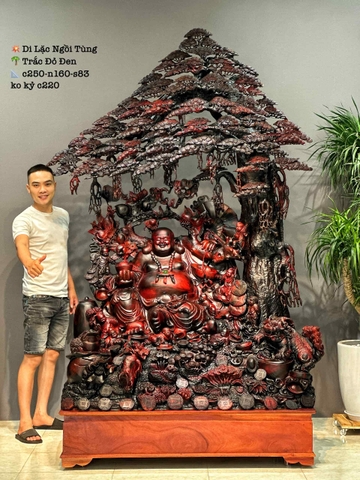 Tượng Di Lạc ngồi tùng gỗ trắc đẹp