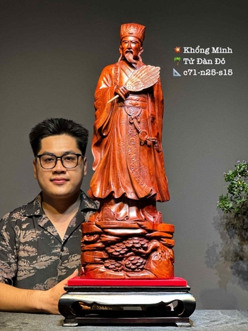 Tượng Khổng Minh Gia Cát Lượng Gỗ Tử đàn đẹp
