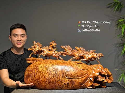Tượng Mã Đáo Thành Công Gỗ Nu Ngọc Am đẹp