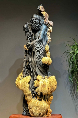Tượng Ngài Đạt Ma gỗ nu mun sừng đẹp