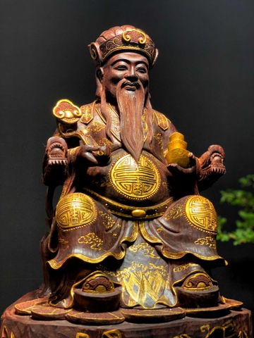 Tượng Ngài Thần Tài Gỗ Vương Mộc Tử Đàn Đẹp