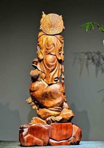 Tượng di lạc gỗ mun sừng sưa bắc đỏ đẹp