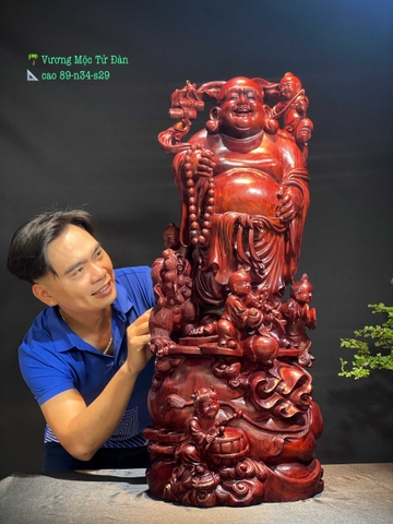 Tượng Di Lạc  Ngũ Phúc Gỗ Vương Mộc Tử Đàn