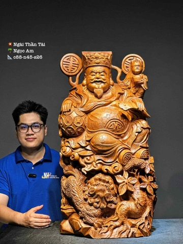 Tượng Ngài Thần Tài Gỗ Ngọc am thơm