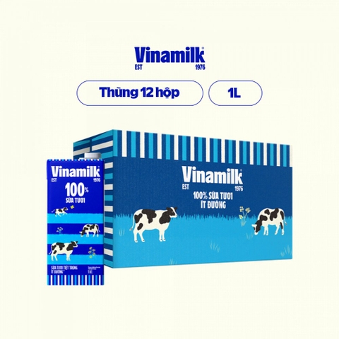 Sữa 100% hộp 1L ít đường/12H