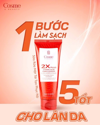 Cosme sữa rửa mặt 2X Plus vitamin A&B5