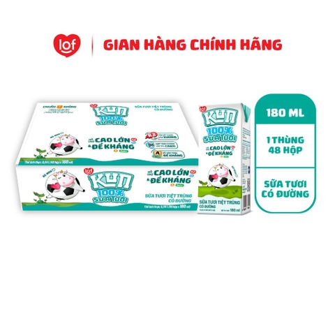 Sữa tươi Kun 100% có đường180ml/48