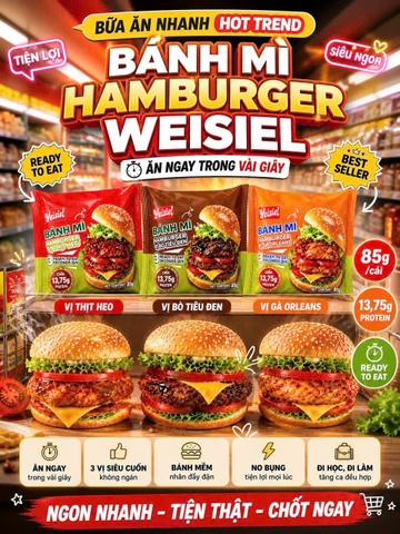 Bánh mỳ Hamburger Weisiel 85g/