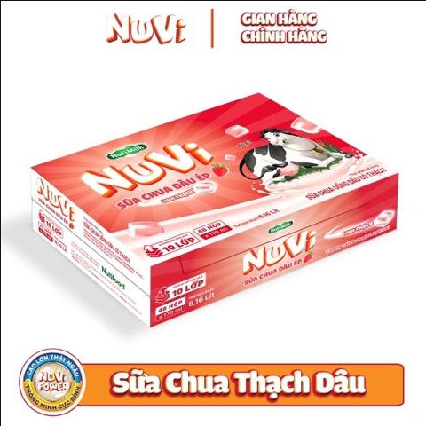Sữa thạch Nuvi vị dâu 180ml/12 vỉ/4 hộp