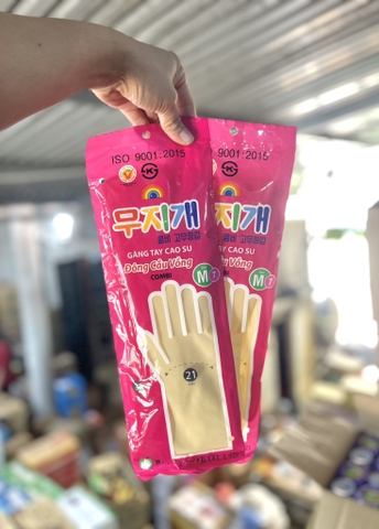 Găng tay cao su ngắn Đông c.vồng size M