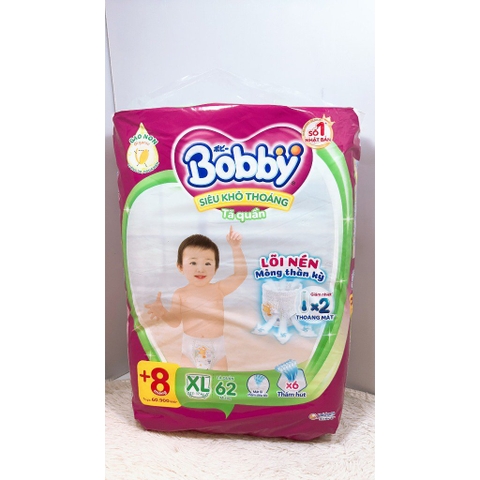 Bỉm - tã quần Bobby cỡ đại Size XL/4b*(62+8)