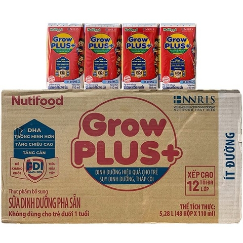 Sữa growplus Nutifood ít đường 110ml/48