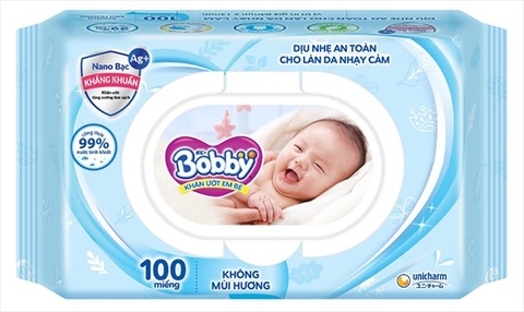 Khăn ướt Bobby không mùi/18b*100c