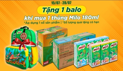 Sữa Milo to 180ml hàng tặng Balo/48