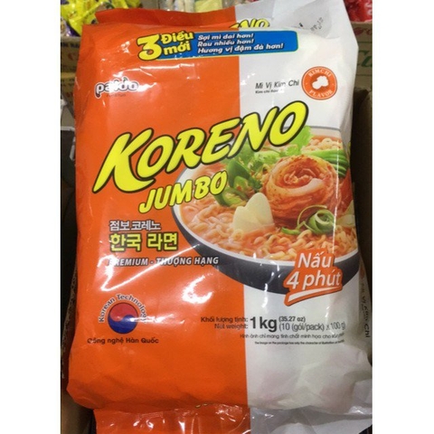 Mỳ Koreno Jumbo (bịch) vị kim chi/10 gói