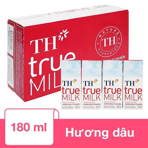 Sữa TH hương dâu tự nhiên 180ml/48