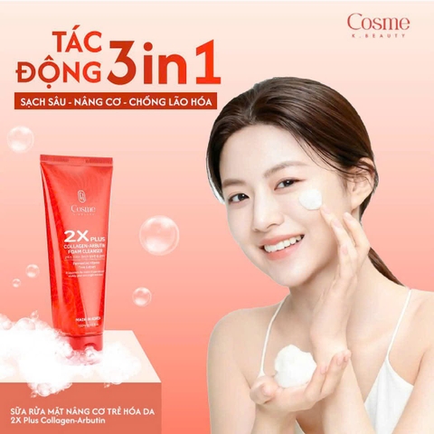 Cosme sữa rửa mặt 2x Plus Collagen Arbutin
